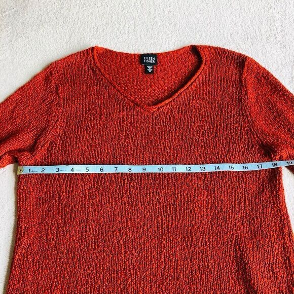 Eileen Fisher Terracotta Knit V-neck Sweater - Picture 5 of 13